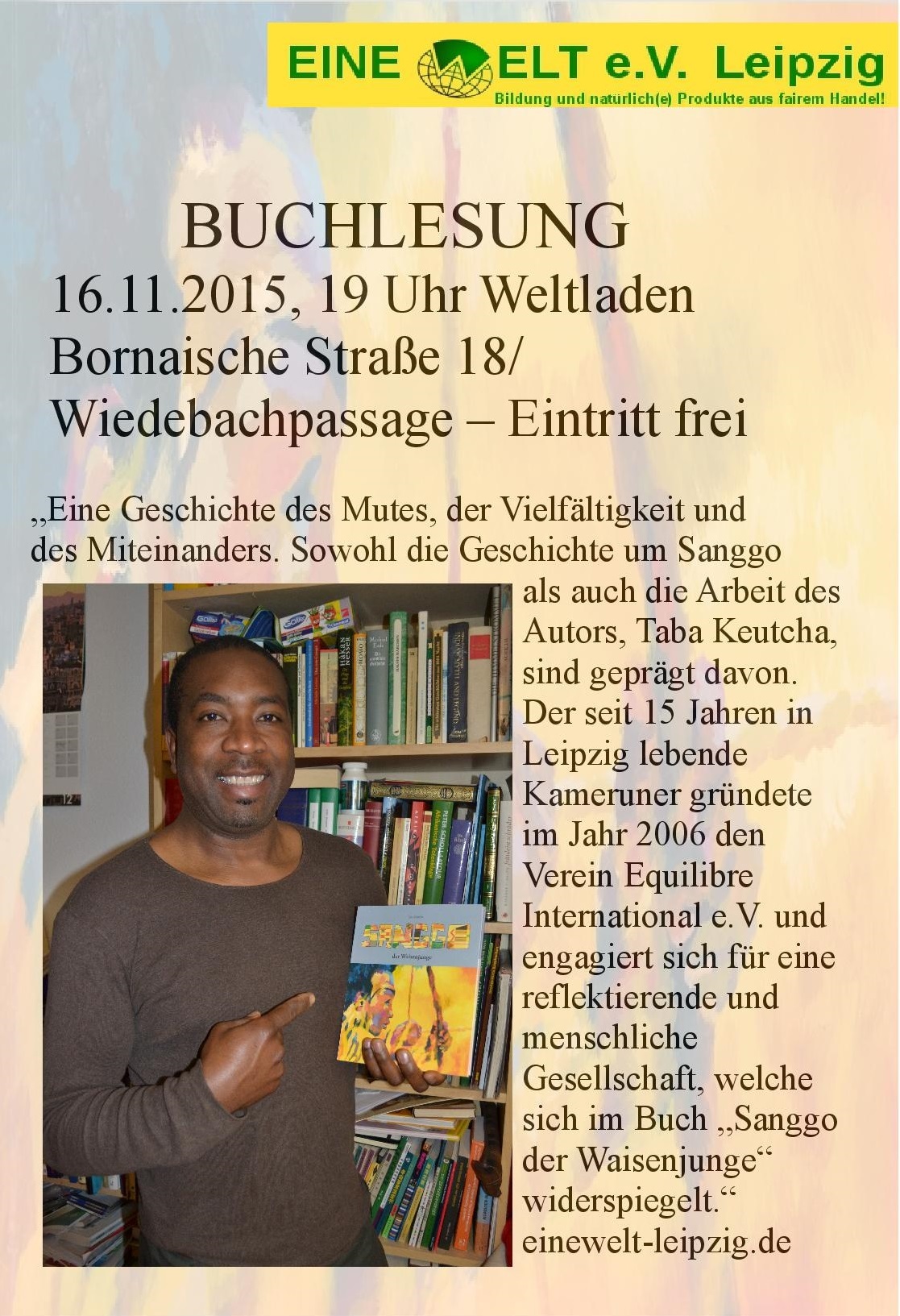 Lesungsankündigung des Eine Welt e.V. Leipzig Flyer_Buchlesung