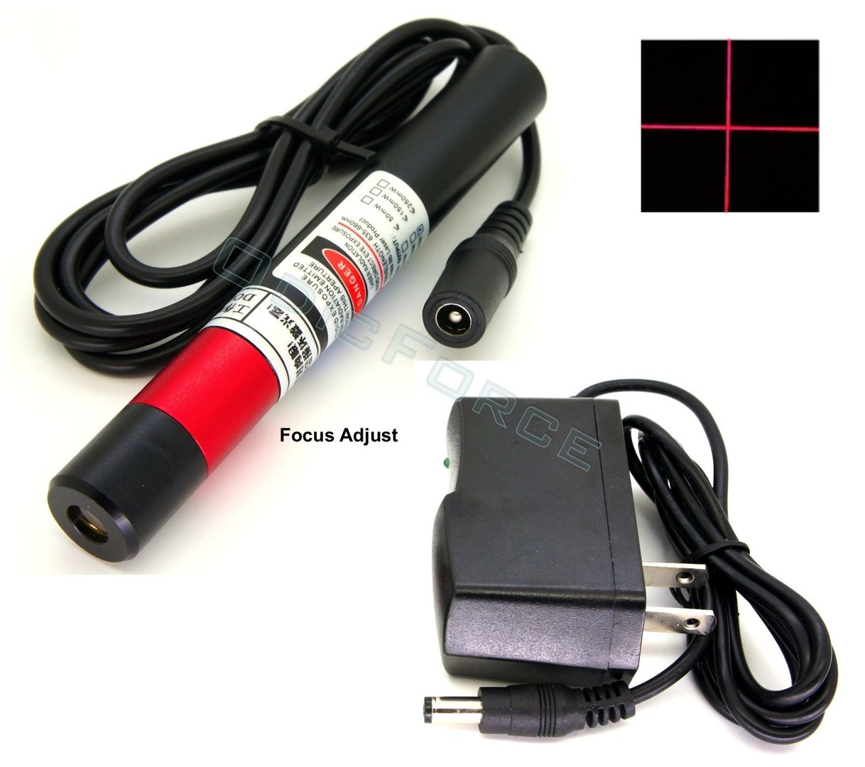 200mW Fine Focusing Red (660nm) Cross-hair Laser Module (5V) With 110-240V Power Supply (16mm)