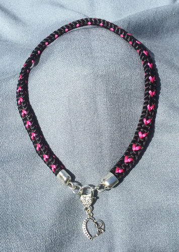 Hand Braided Hearts Design Dog Tag Collar