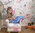 Orla Kiely Linear Stem Cool Grey Fabric Kids Chair Child's Armchair Nursery Bedroom Children's Small