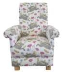 Girls Armchair Clarke March Hares Pink Fabric Chair Seat Kids Floral Nursery Bedroom