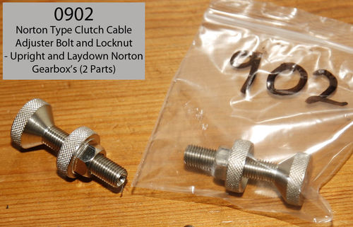 Norton Upright and Laydown Gearbox Clutch Cable Adjuster/Locknut - Nickel Plated Brass (Pair)