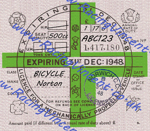 Facsimile Personalised Tax Disc - 1948