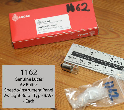 Genuine Lucas 6v 2w BA9S Instrument Light Bulb: Type LLB287 - Each