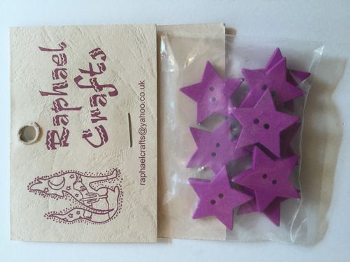 Pink Star Wooden Buttons Pack Of 10