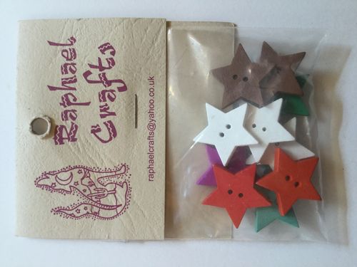 Mixed Star Wooden Buttons Pack Of 10