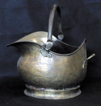 Antique Brass Helmet Shaped Coal Bucket