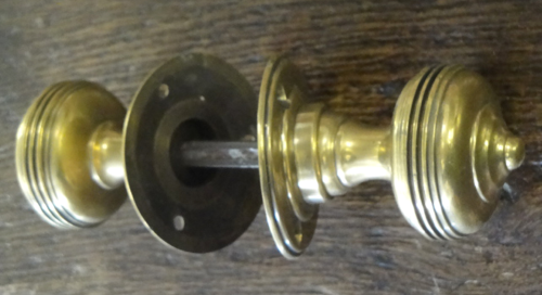 A Good Quality Pair of Cast Brass Circular Door Knobs.