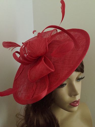 Poppy Red Saucer Fascinator Hat