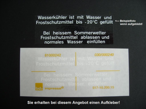 Watercooled, WC Aufkleber f. Zündapp KS 517, 530 original Bentlage -selbstklebend-