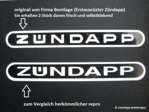original Bentlage Tankaufkleber, Dekor für Zündapp schwarz oval -selbstklebend-