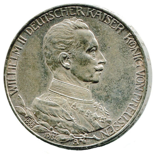 Preußen:  3 Mark 1913 A 25jähr. Regierungsjubiläum.  J. 112