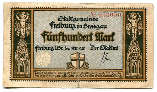 FREIBURG/BRSG., Stadt: 500 Mark 1.10.1922