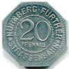 Nürnberg-Fürth: 20 Pf Straßenbahnmarke: Dürer-Denkmal