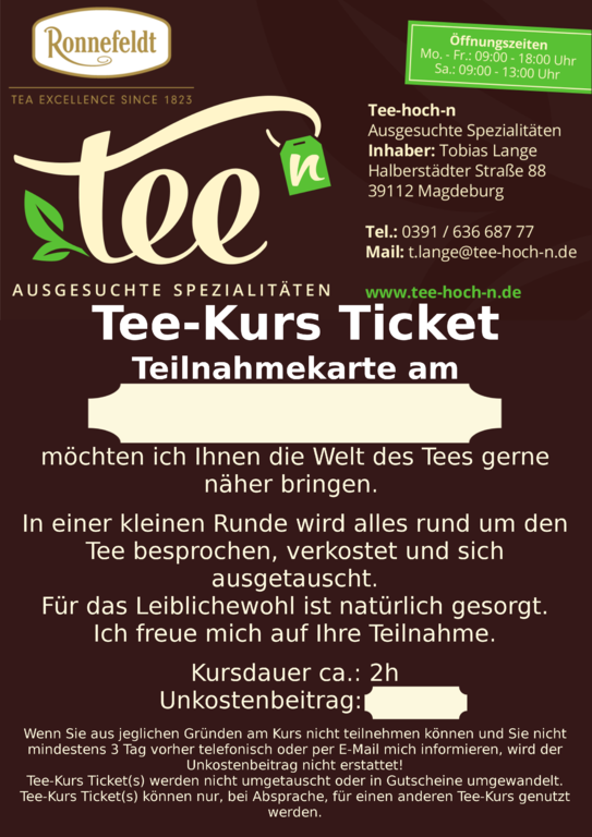 Tee-Kurs Ticket für den 05-07-2023
