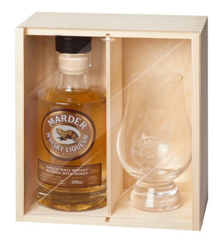 Marder Whisky Liqueur + Whisky Glas
