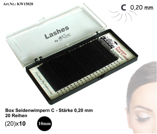 Alice Seidenwimpern C- 12 Reihen (1Länge-(10) Stärke: 0,20mm