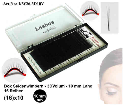 Alice Volume-Seidenwimpern 3D C- 16 Reihen (1Länge-10mm) Stärke: 0,10mm
