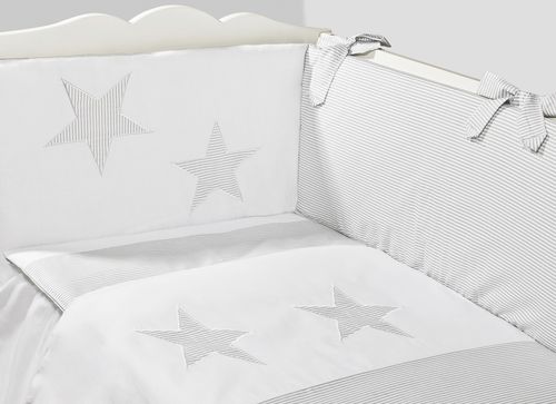 Cot Bed Bumper, Duvet and Duvet Cover - 5 Pieces Set - Great Laced Star Collection - Vizaro