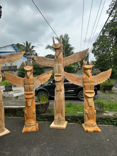 3 x Totem Pole Big Wood Indian Shop Little Big Horn 2 x 2 Meters + 1 x 3 Meters New Collection