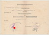 Urkunde zum Verwundetenabzeichen in Schwarz für Heeres Angehörige Oldenburg 1936
