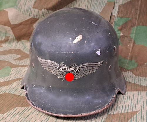 RLB Reichsluftschutzbund Stahlhelm Helm M34 mit Emblem Luftschutz - Schwinge 3. Reich