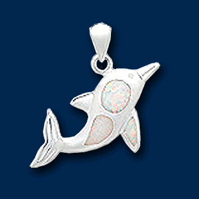 Delfin mit synth. Opal weiß