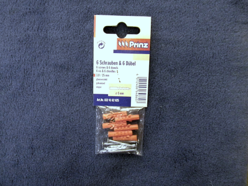 Schrauben 3mm und Dübel 5x25mm, Beutel a 6 Stk., Glanzverzinkt