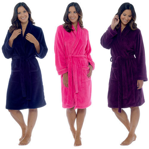 LADIES CORAL SOFT FLEECE DRESSING GOWN