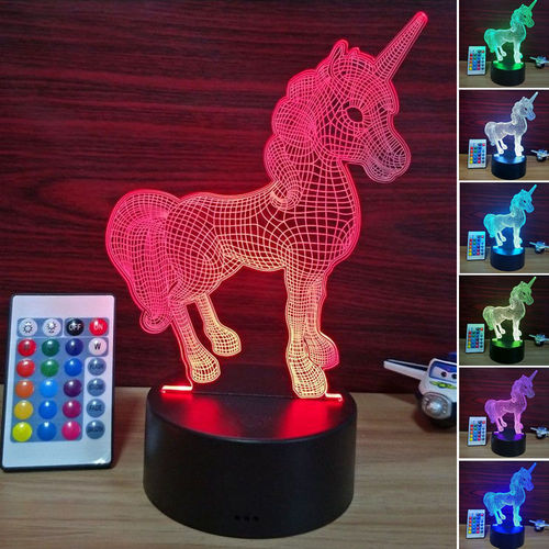 3D Unicorn Visual Night Light