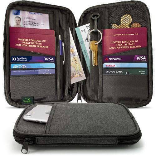Travel Wallet Passport Holder RFID Organiser Pouch for Cards Documents Money IDs