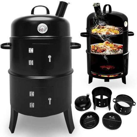 3 in 1 Round Charcoal BBQ Grill & Smoker