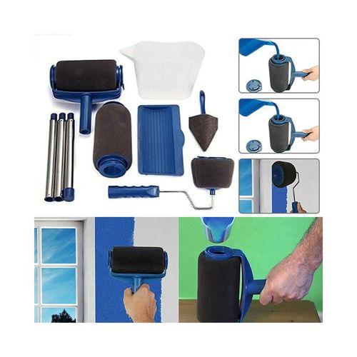 (8pc, Blue) Professional Paint Roller & Decorating Brush Set