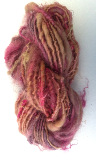 Hand spun Pink Wensleydale and Ryeland Single ply  Yarn for Doll Hair