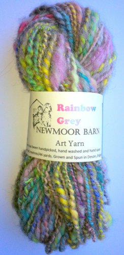Grey Rainbow Hand Spun Yarn Purple Mix