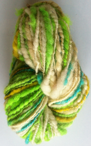 Spiralled Thick n Thin Greens 2 ply Yarn for Doll Hair