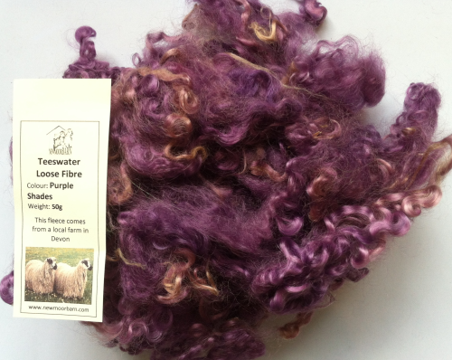 50g Teeswater Loose Fleece in Purple Shades