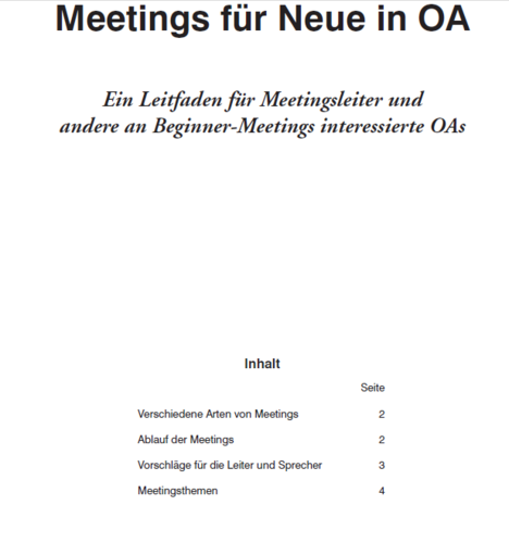 Meetings für Neue in OA