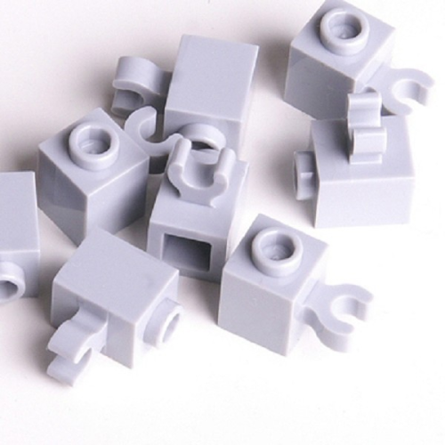 LEGO® Stein 1x1 mit Clip horizontal hellgrau