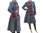 Artsy bell shaped coat boiled wool with bows, blue-grey S-M