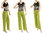 Casual wide legs linen hip pants in green S