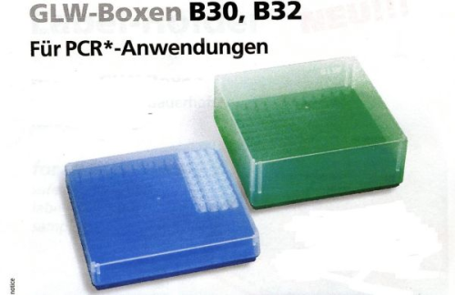 Lagerungsbox, 14x14 Fächer für 196 PCR-Tubes 0,2 ml bis 7,5 mm Ø, 52mm hoch