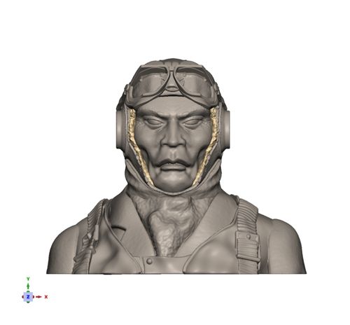 2109 WW2 Japanese Pilot Bust with strapped up helmet