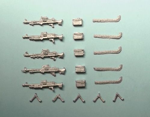 WBM76078, 1/76th scale Modern British Weapons set 1, GPMG with Bipods & Ammo boxes (5)