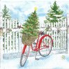 4 Serviettes papier Vélo de Noël
