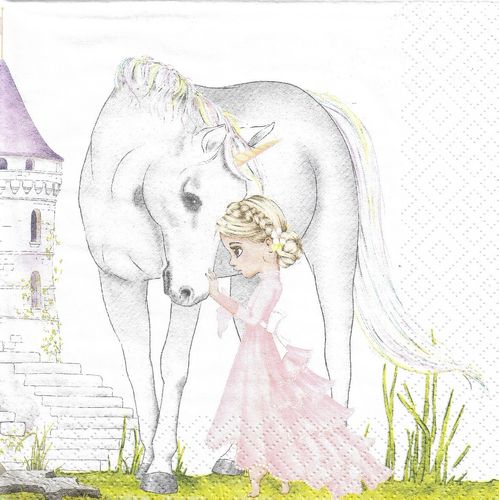 4 Paper Napkins Unicorn & Princess