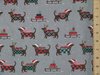 Xmas Dogs and Reindeers Print Polycotton Fabric - Grey