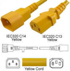 Kaltgeräteverlängerung C14 zu C13 gelb 5,0m 10A 250V H05VV-F 3x1.00