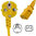 Netzkabel gelb Stecker CEE 7/7 90°/IEC 60320-C13, 250cm, 3X1,0, CE