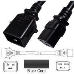 Netzkabel schwarz P-Lock C20 zu C19 2,0m 16A 250V H05VV-F 3x1.50mm²